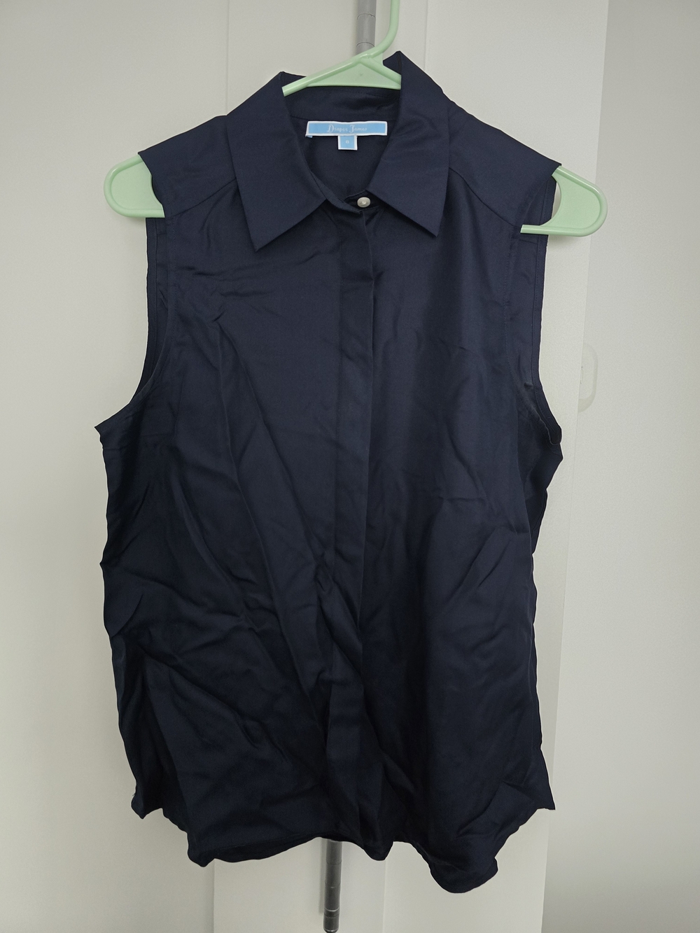 Draper James Navy Sleeveless Button-Front Collared Blouse